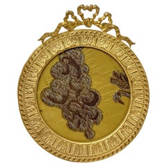 Cadre photo ancien de style Louis XV en bronze d'or rond, vers 1890