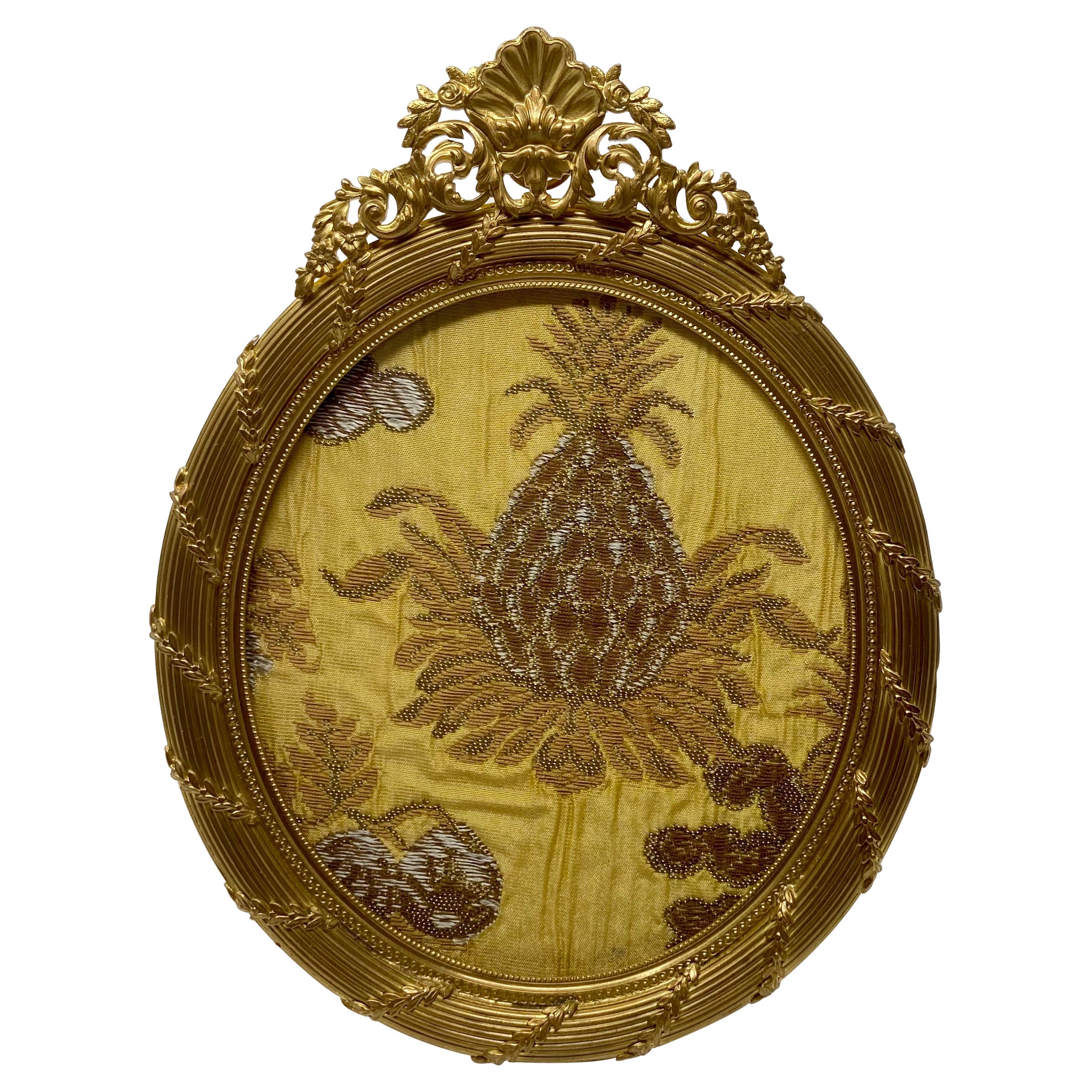 Cadre photo ovale français ancien de style Louis XV en bronze doré, vers 1890