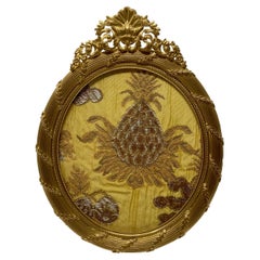 Antique French Louis XV Style Bronze D'ore Oval Desktop Picture Frame Circa 1890