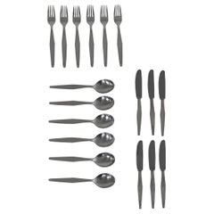 Vintage Gio Ponti Cutlery Silver Service for Six in Nickel Silver by Krupp, Italy, 1950s