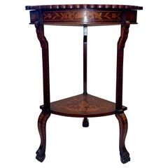 Antique Dutch Marquetry Fan Shape Side / Corner Table, Circa 1870-1880