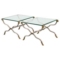 Paire de tables d'appoint à tête de bélier de style Jansen, années 1980