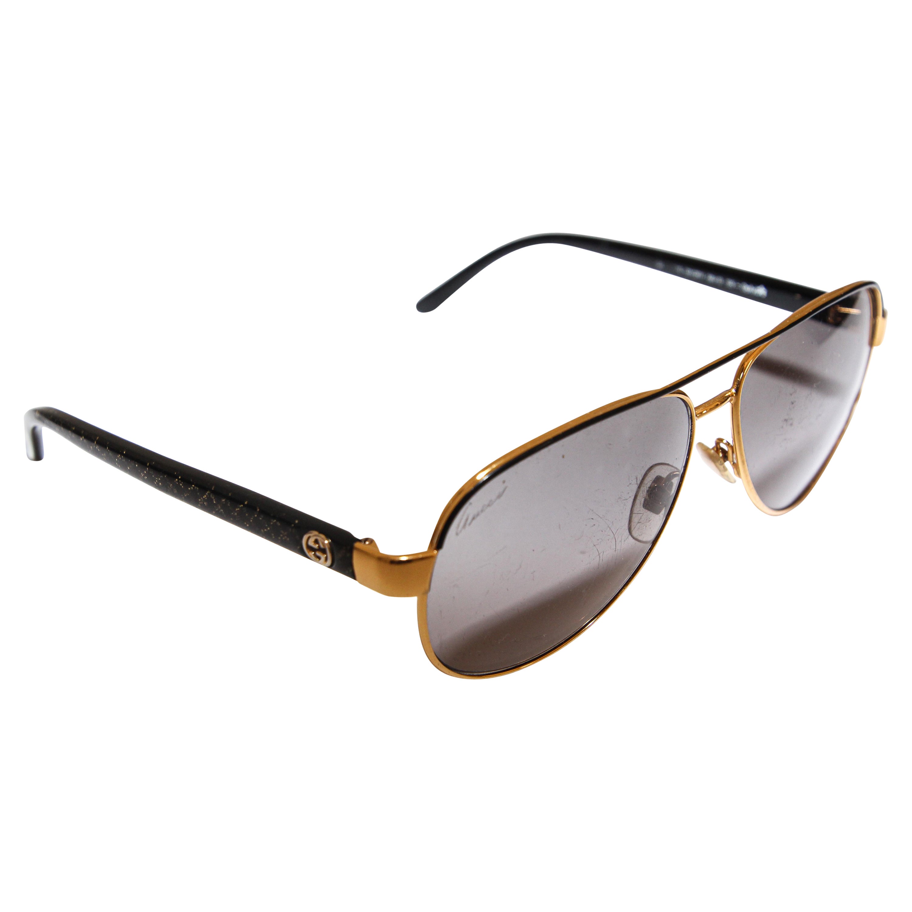 Louis Vuitton Classic Crested Gold Black Sunglasses