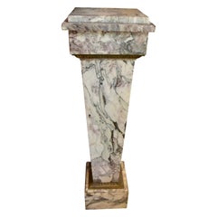 19 Century Square Tapering Grey Marble Column with Bronze Trim