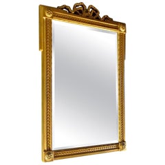 French Mid-20th Century Small Gold Painted Frame with Beveled Mirror Glass