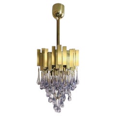 Teardrop Tear Drop Brass Long Chandelier by BD Lumica, Barcelona, 1970s