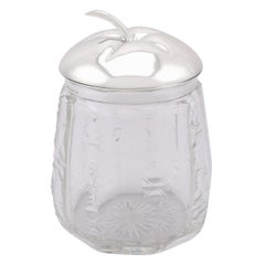 Antique German Silver and Cut Glass Apple Jar