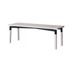 Metal Plated Oak Small Parkdale Bench by Hollis & Morris