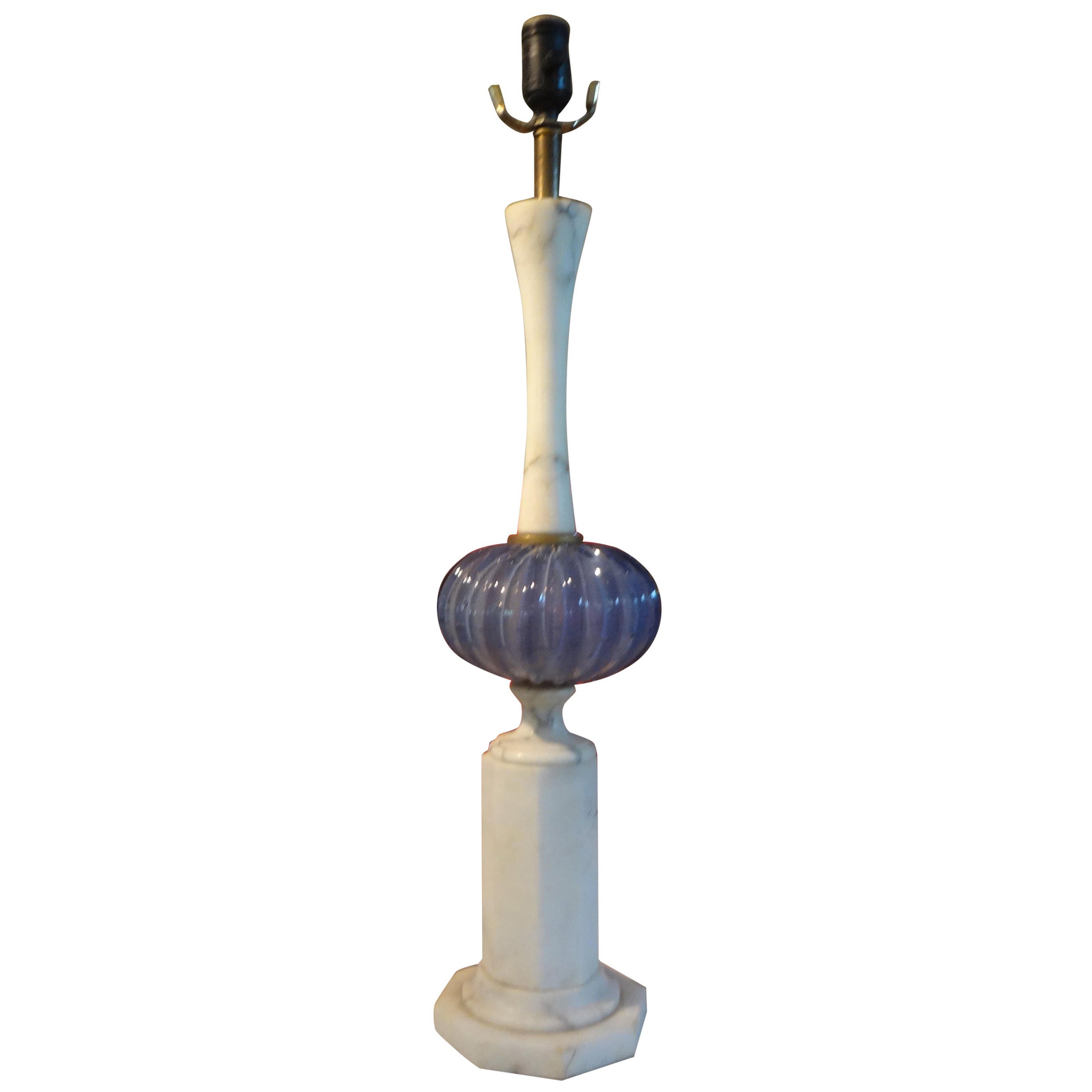 Lampe vintage en marbre et verre de Murano par Marbro