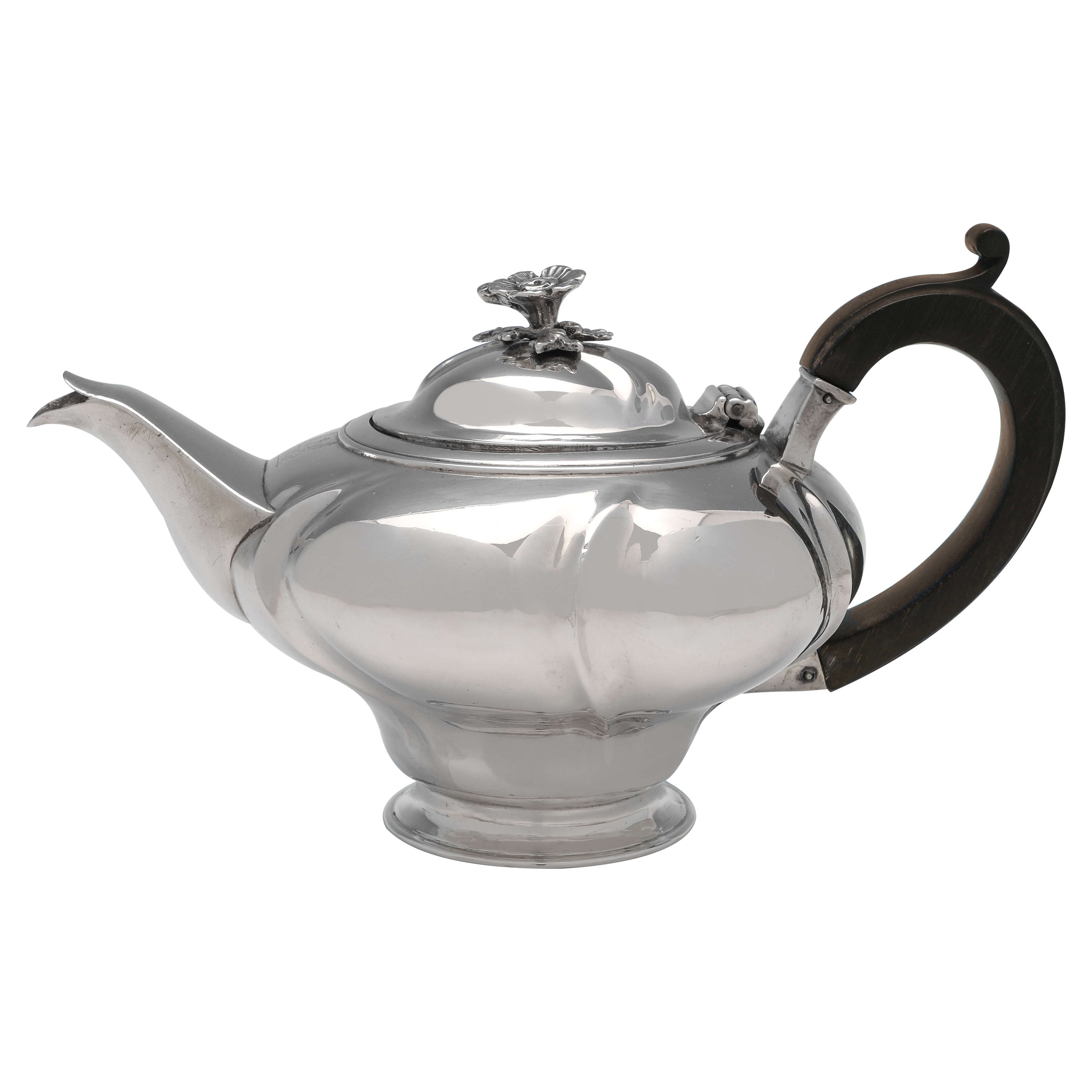 Stylish Antique Sterling Silver Teapot, Batchelor Size, London, 1824