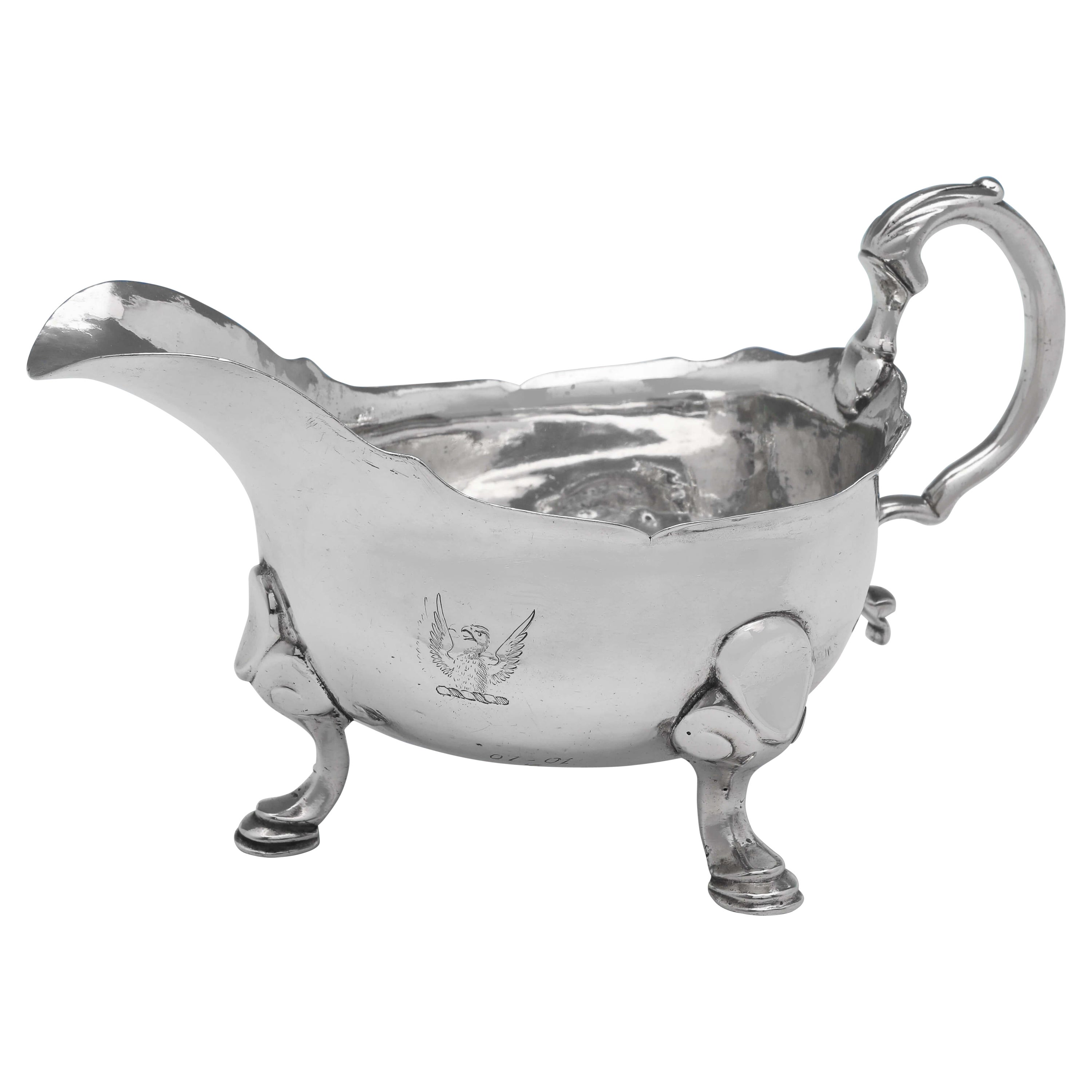 18th Century Antique Sterling Silver Sauce Boat, George II, London, 1750