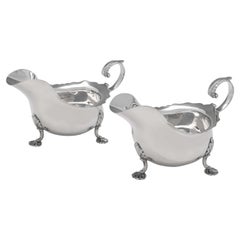 Paire de saucières victoriennes en argent sterling, Sheffield 1899, Walker & Hall