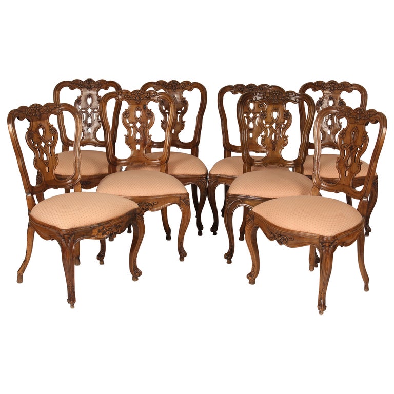 Set of 8 Antique Louis XV Provincial Style Dining Room Chairs at 1stDibs