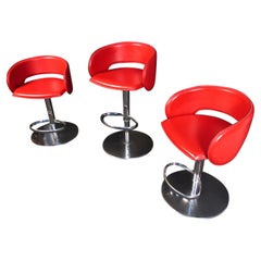 Beautiful Mid-Century Modern Red Bar Stools