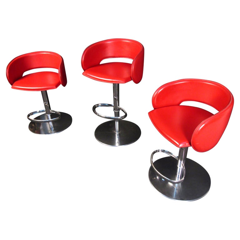Beautiful MidCentury Modern Red Bar Stools at 1stDibs