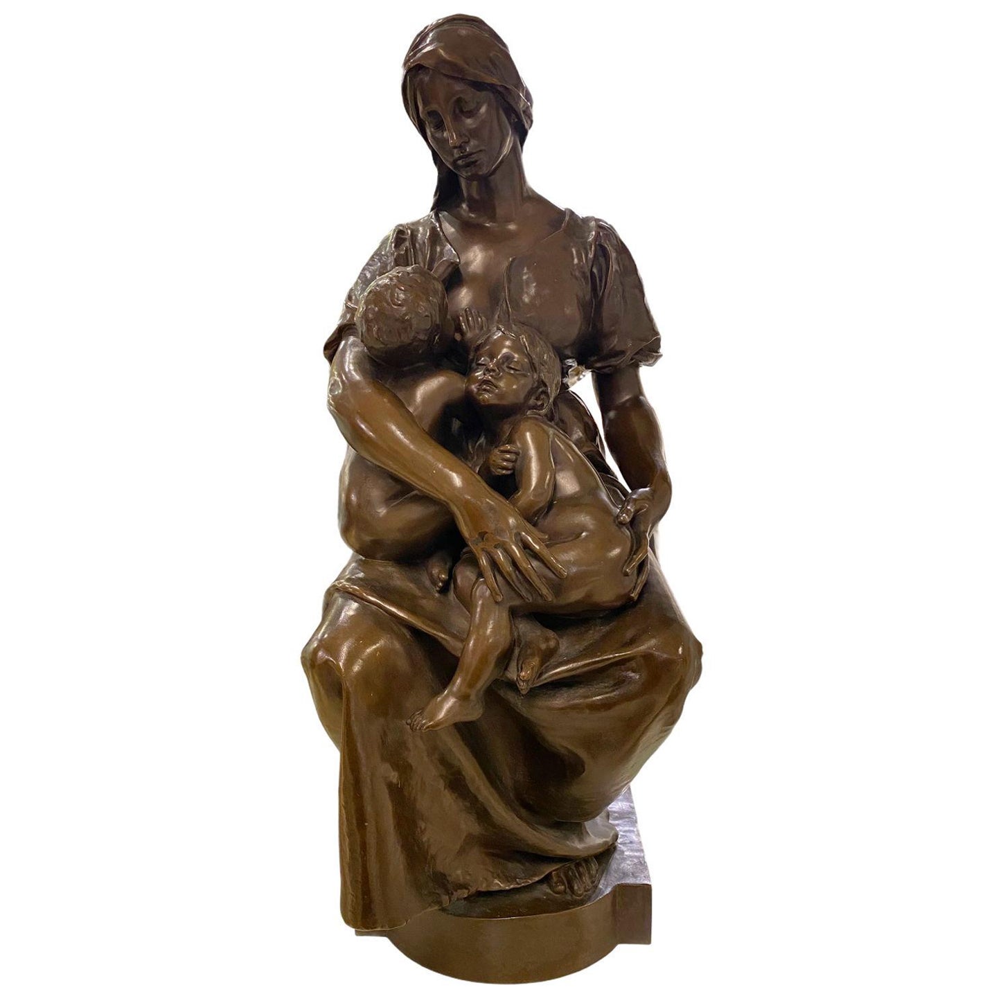 French 19th Century Bronze Sculpture After Paul Dubois Entitled La Charité For Sale