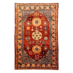 Tapis Samarkand du 20ème siècle en laine couleur caramel, design Kothan, vers 1900