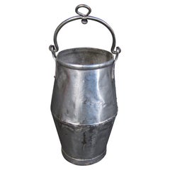 Vintage Industrial Riveted Hanging Metal Well Bucket