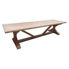 Grande table à tréteaux rustique en pin de style provincial français