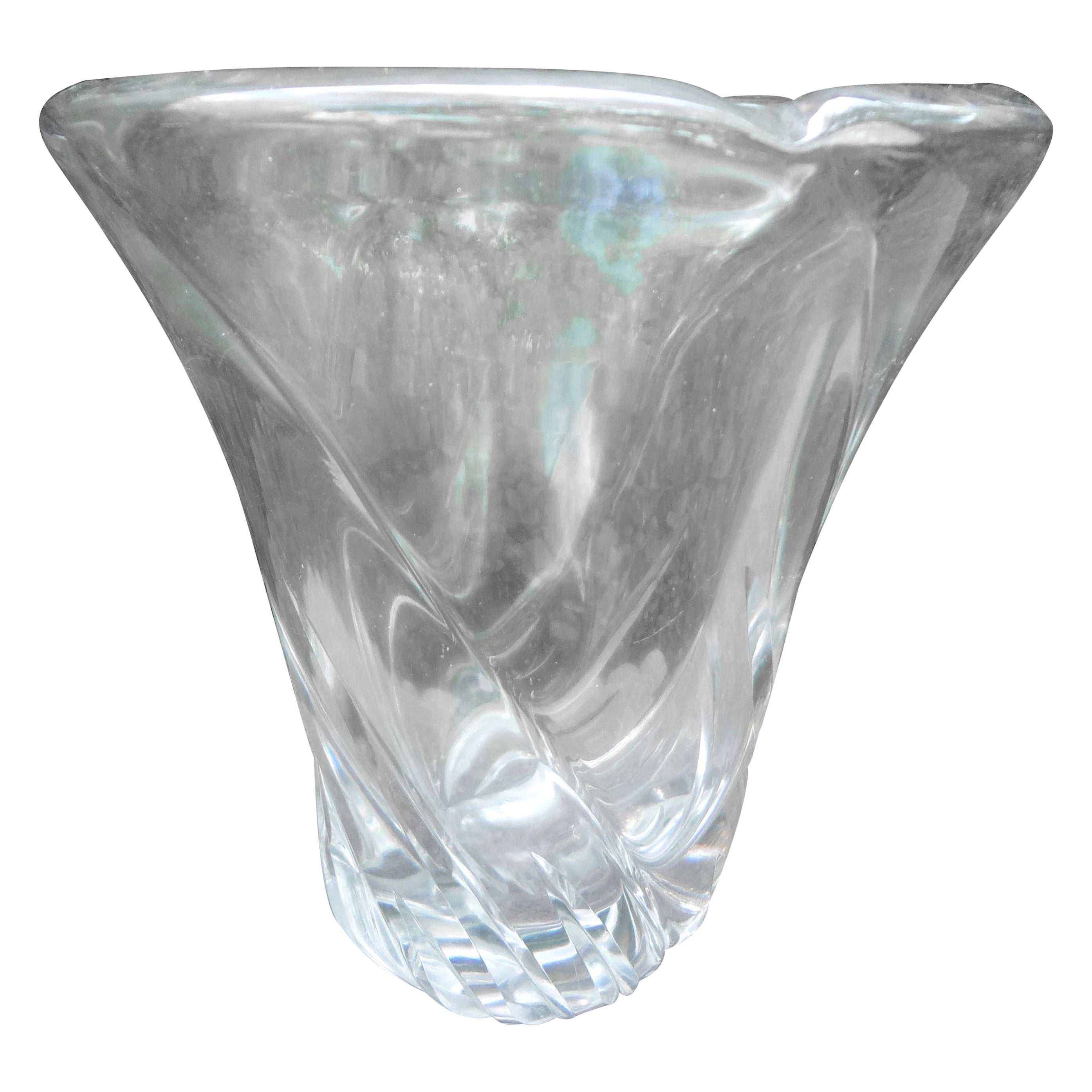 Large French Clear Crystal Vase by Daum For Sale