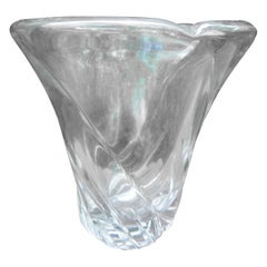 Vintage Large French Clear Crystal Vase by Daum
