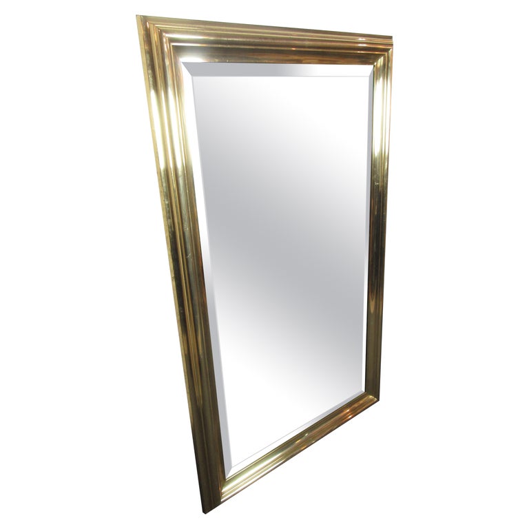 Large Vintage Brass Wall Mirror by LaBarge at 1stDibs