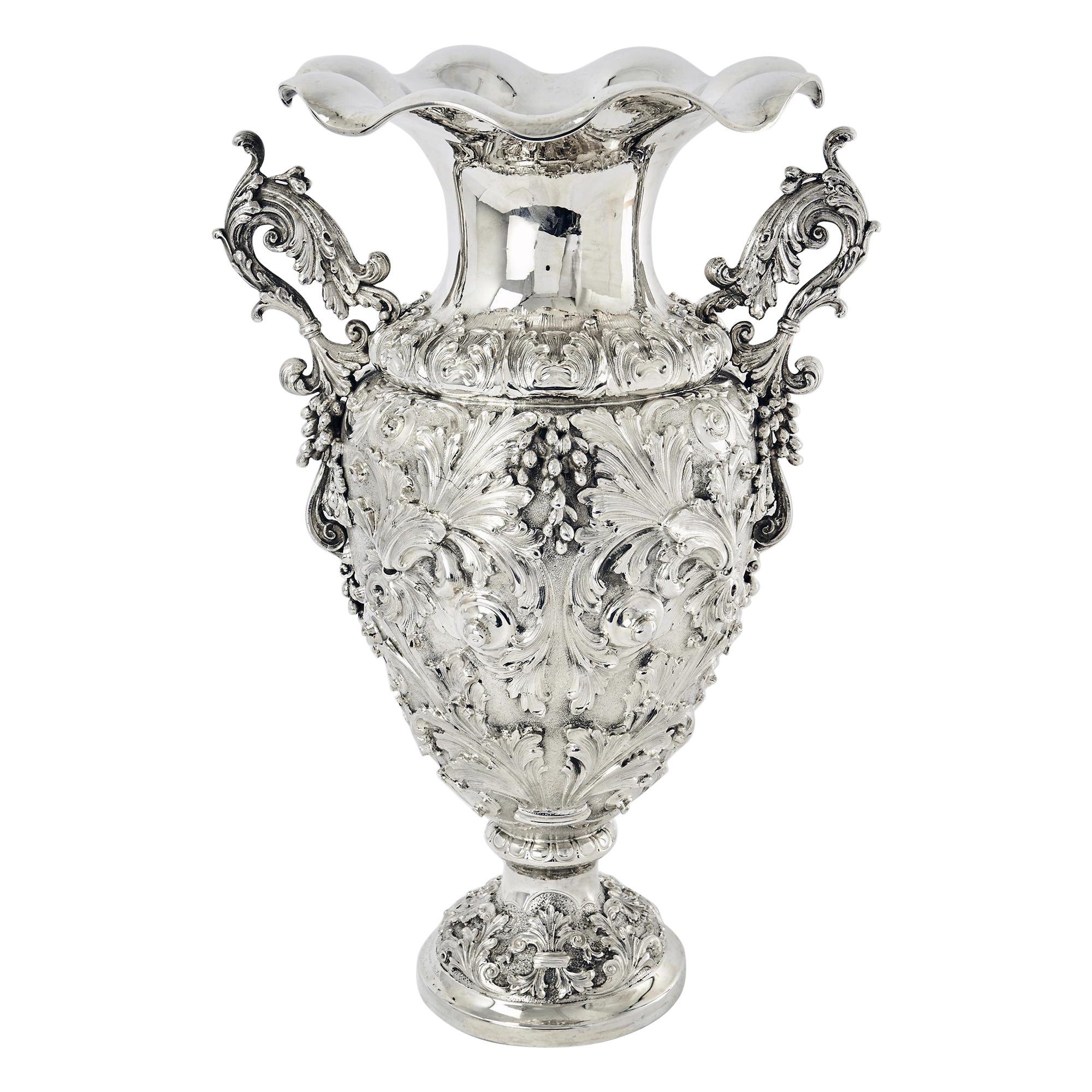 Large Silver Vase at 1stDibs
