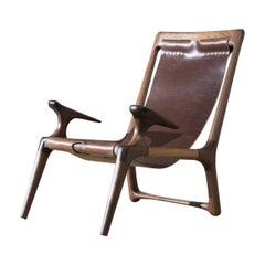 Sling Chair aus Nussbaum und Leder von Fernweh Woodworking