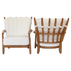 Guillerme and Chambron Pair of Oak Model Juliette Lounge Chairs for Votre Maison
