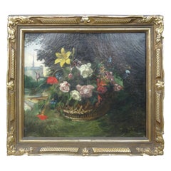 19th Century French Framed Floral Oil Painting
