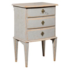 Swedish 1760s Baroque Period Painted Wood Nightstand Table with Three Drawers