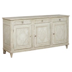 French Louis XVI Style 1890s Painted Wood Enfilade with Three Drawers over Doors