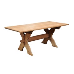 Swedish 1770s Sawbuck Trestle Farm Table with X-Form Base and Rustic Finish