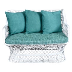 Reversible Cushion Russell Woodard Spun Fiberglass Outdoor Loveseat Couch
