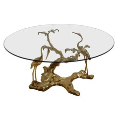 Willy Daro 1970s French Sculptural Brass and Glass Coffee Table