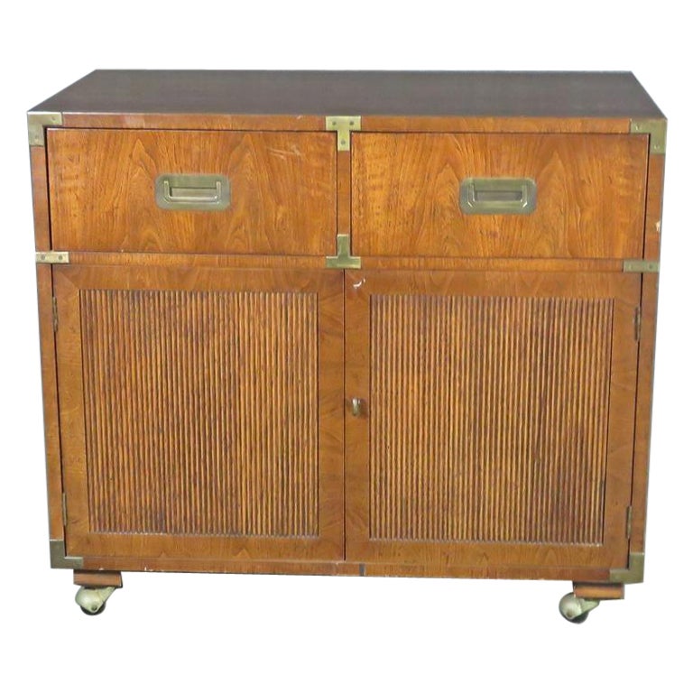 Vintage Modern Rolling Campaign Chest by Henredon For Sale