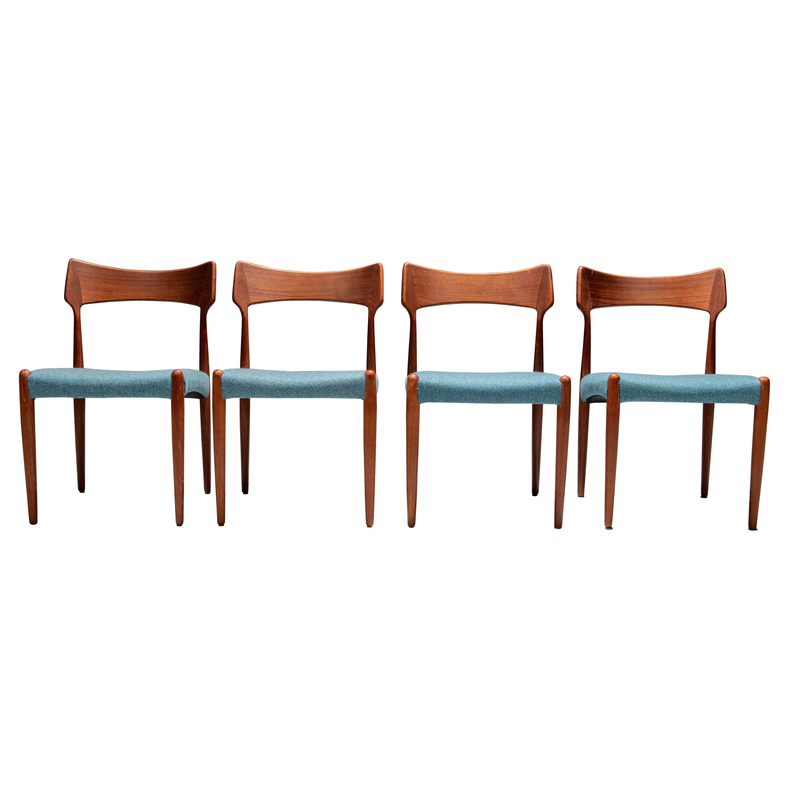 Set of 4 Dining Room Chairs by C. Linneberg for B. Pedersen, Denmark, 1970's For Sale
