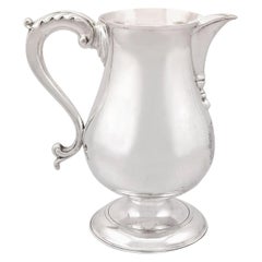 Antigua jarra de cerveza/agua georgiana de plata de ley de John King