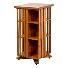 20th Century Bookcase with Shelves and Wheels in Wood Italian Production '50s