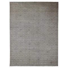 Tappeto di transizione di grandi dimensioni con design all-over in Tan, Gray, Silver, Light Taupe