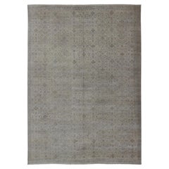 Large Transitional Rug with All-Over Design in Tan, Gray, Silver, Light Taupe