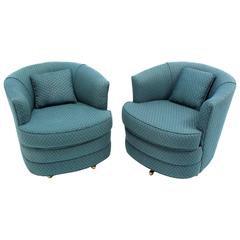 Pair of Swivel Barrel Lounge Chairs