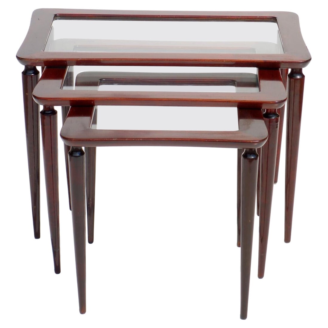 1950s Ico Parisi Italian Design Mahogany Nesting Tables For Sale