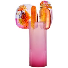 Paradise 01 in Pink, a Unique Pink & Orange Glass Sculpture by Amy Cushing