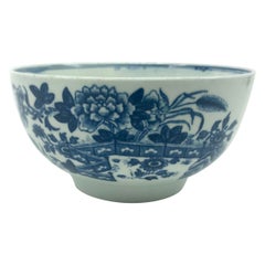 Blue and White First Period Worcester Chinoiserie Porcelain Bowl
