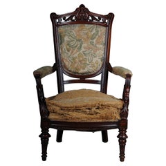 Antique 19th Century Unique Empire Armchair Around 1820, France, Mahogany