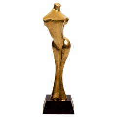 Large Mid-Century Brass Nude Torso Sculpture in the Manner of Jean Arp