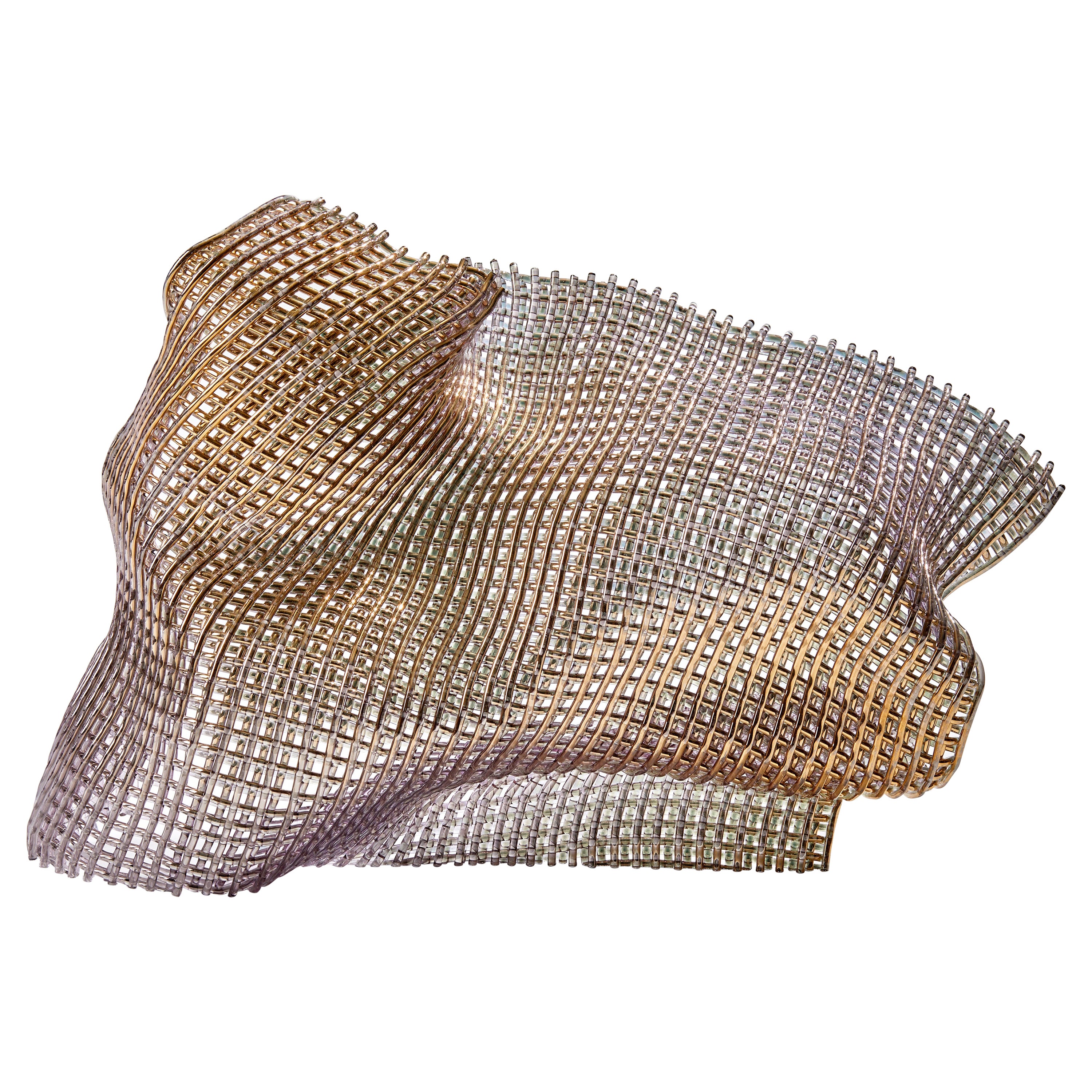 Synchronous I, a Unique Gold and Woven Glass Sculpture by Cathryn Shilling