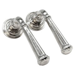 Vintage Modern Chrome Plated Brass Fixed Lever Door Knob Set, Qty. Available