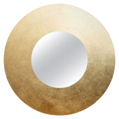 Lago Dorato Vignelli Gold Leaf Round Mirror Vintage Italian